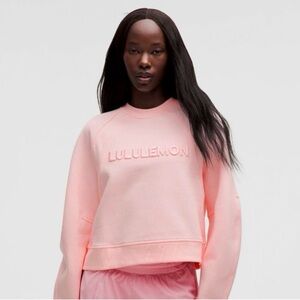 lululemon athletica strawberry milkshake scuba oversized pullover wordmark M/L